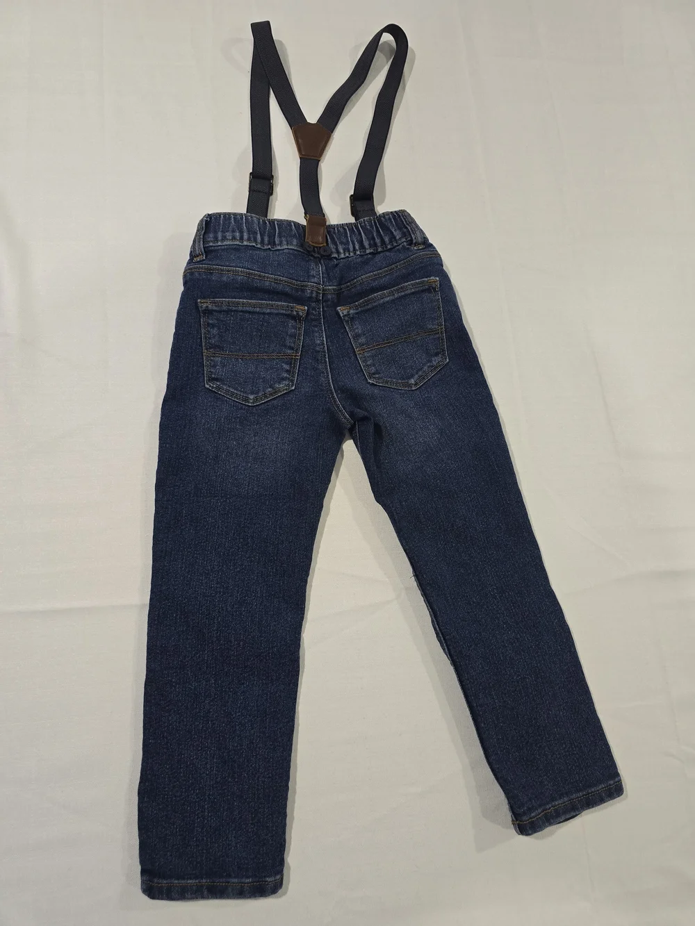 OshKosh B'gosh Dark Blue Denim Jeans with Navy Suspenders - Size 4T